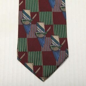 Nicklaus 100% Silk Tie Mens One Size Red Golf Club Geometric Made In USA Necktie